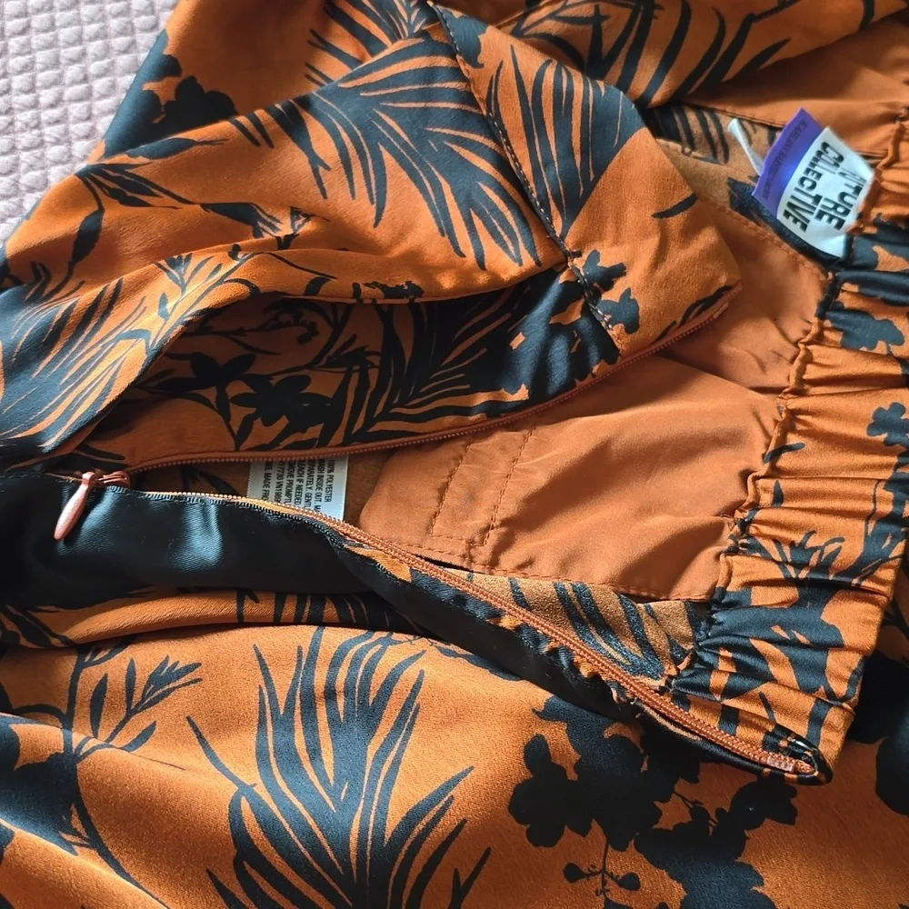 Future Collective Kahlana Barfield Brown Floral Black & Orange Women's Shorts - Picture 11 of 13